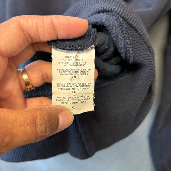 Champion Solid Blue Crewneck Mens XL Sweatshirt Performance Embroidered Logo - Picture 8 of 9